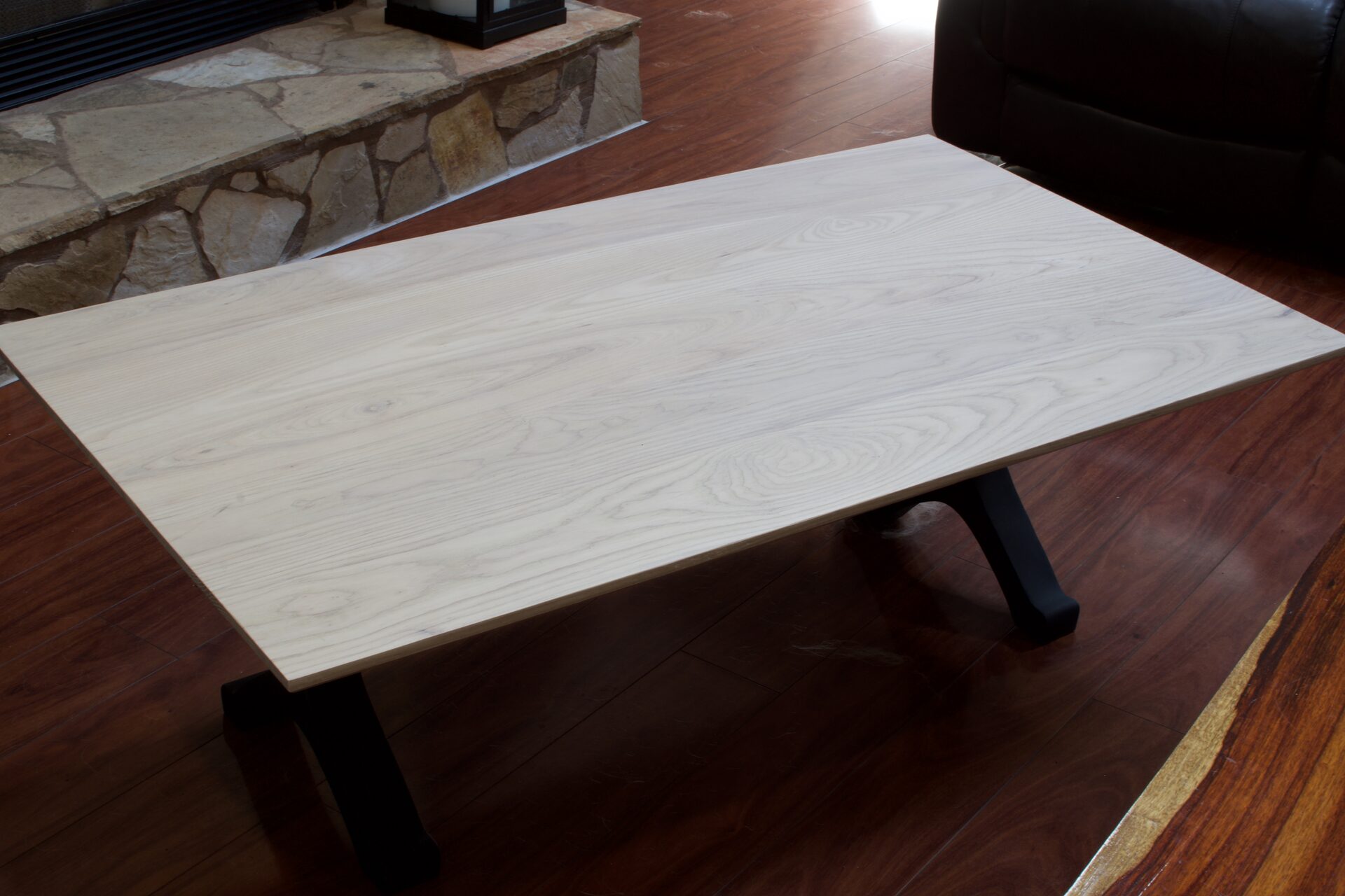 Ash coffee table with metal legs