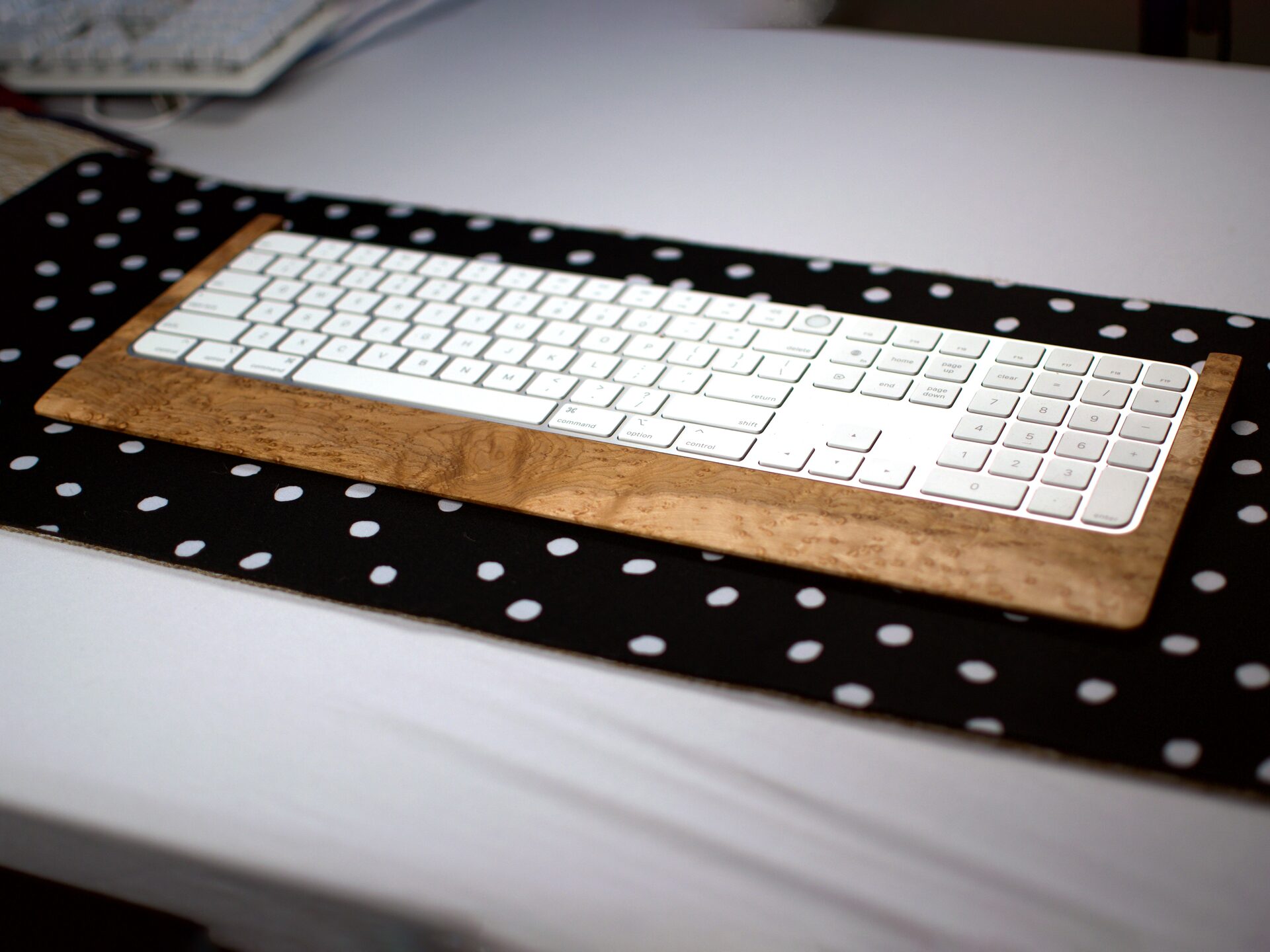 Maple burl Apple keyboard tray